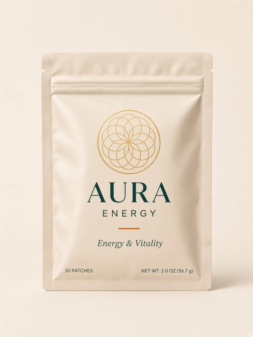 Aura Energy 30-day energy and vitality pouch with gold mandala
