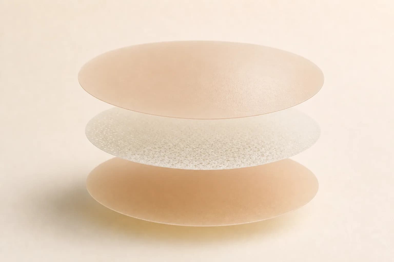 Exploded view showing the three round layers of an Aura Patch
